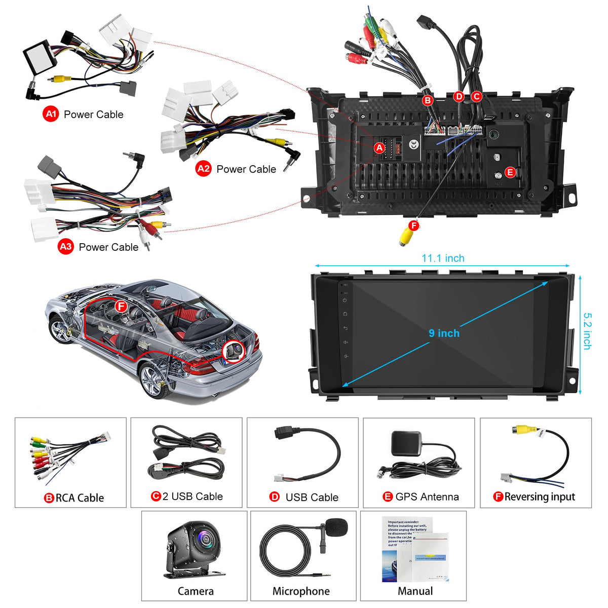 Inexaccessories 8Core Altima Android 13 system with 4GB RAM and 64GB ROM.