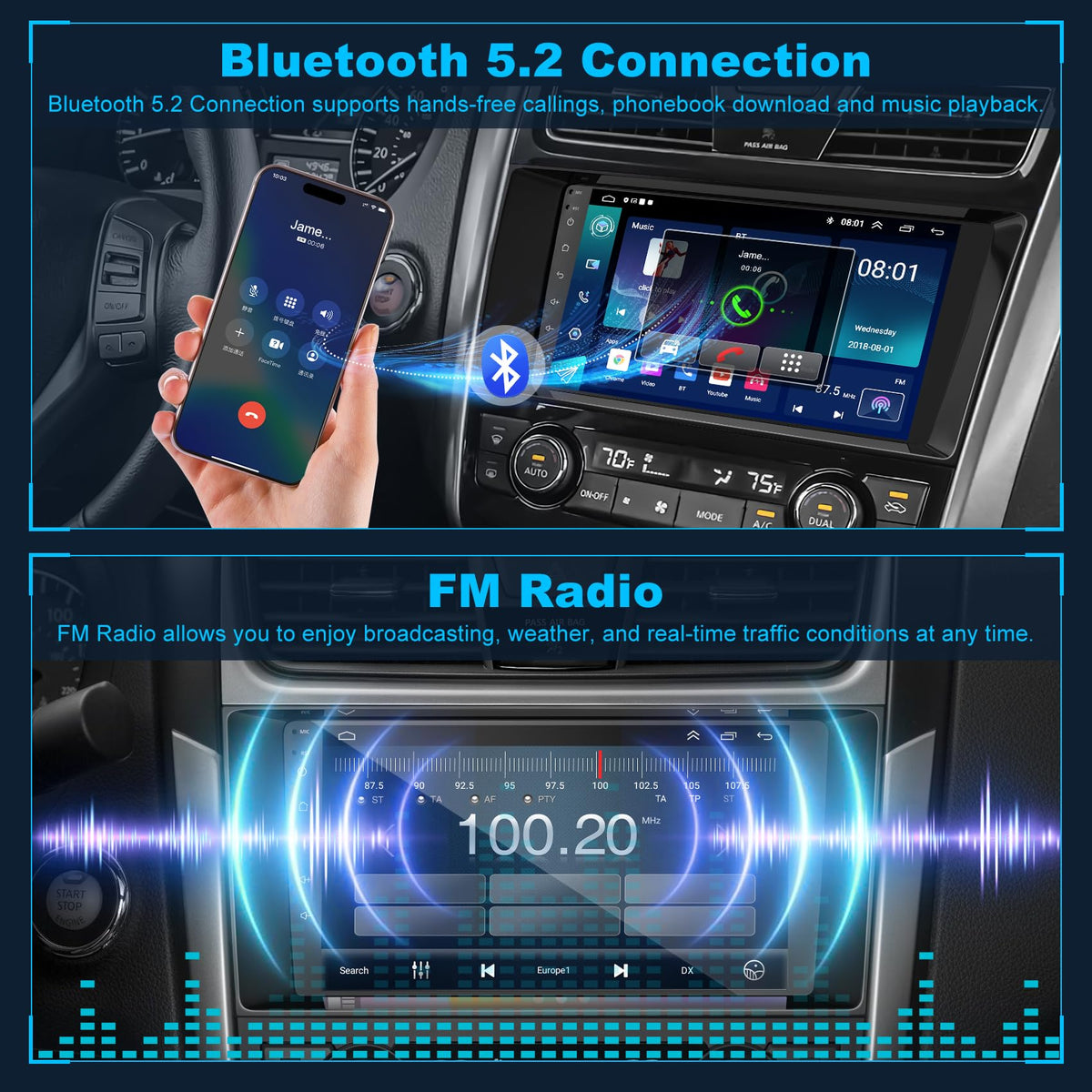 Inexaccessories 8Core Altima rear camera input and 170° viewing angle.