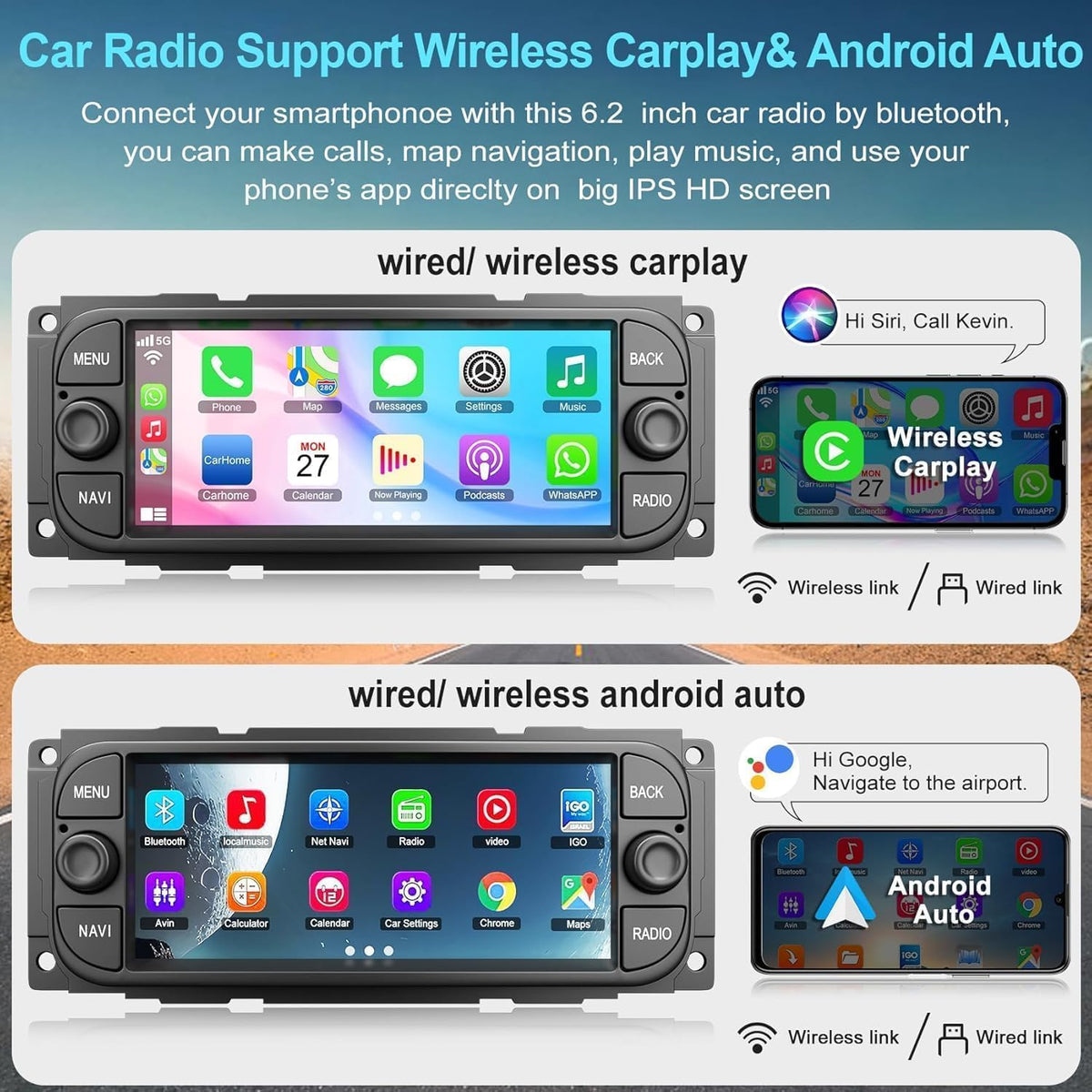 Inexaccessories Bluetooth with steering-wheel controls for safer audio adjustments.