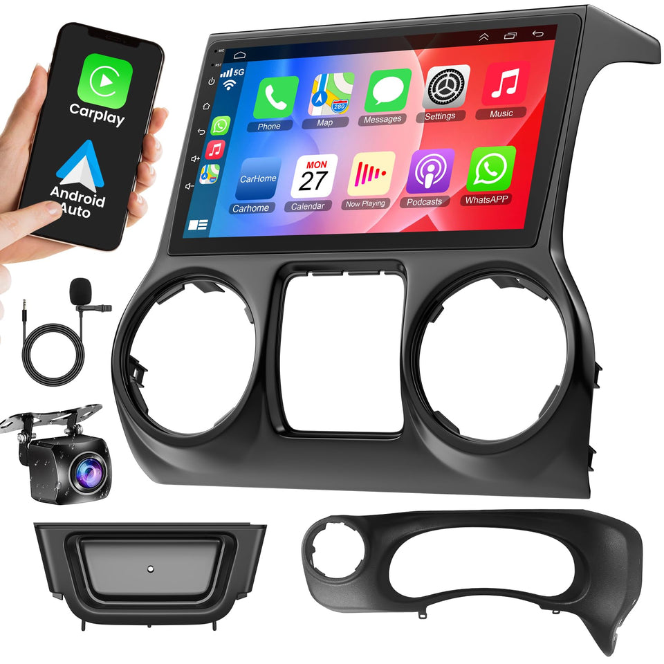 Inexaccessories Jeep JK Wrangler 10.2-inch HD display front view enhances navigation clarity.