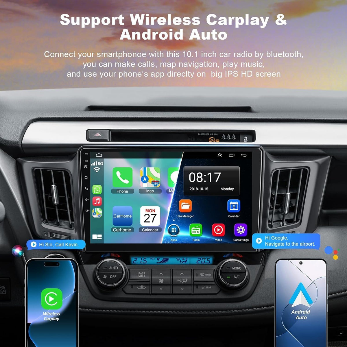 Inexaccessories RAV4 Android 13 system with fast app access.