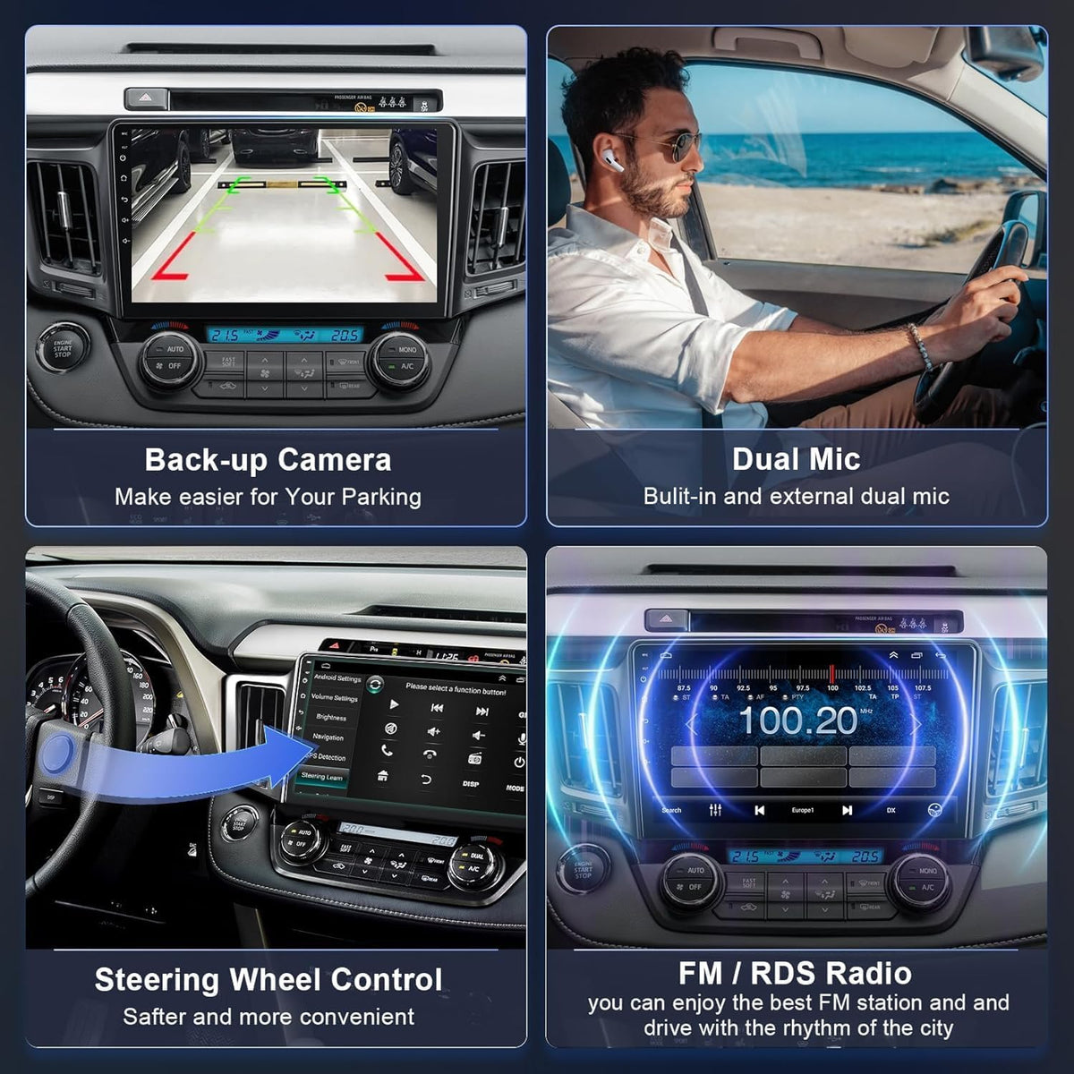 Inexaccessories RAV4 backup camera input with wide 170° view.