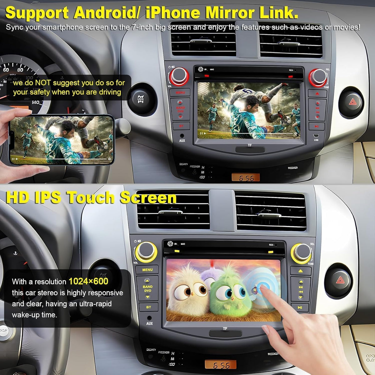 Inexaccessories RAV4 CarPlay and Android Auto on the dashboard display