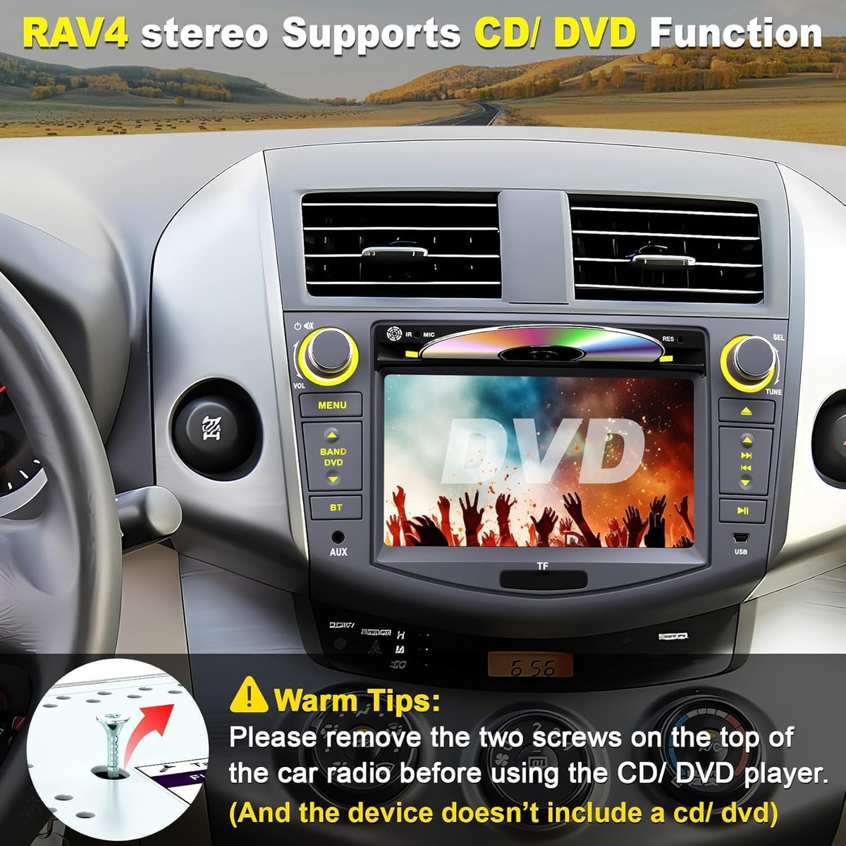 Inexaccessories RAV4 1080p display with crisp visuals for maps and video