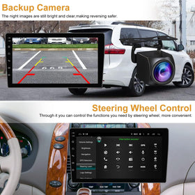 Rearview camera input highlights 170-degree viewing for safer reversing