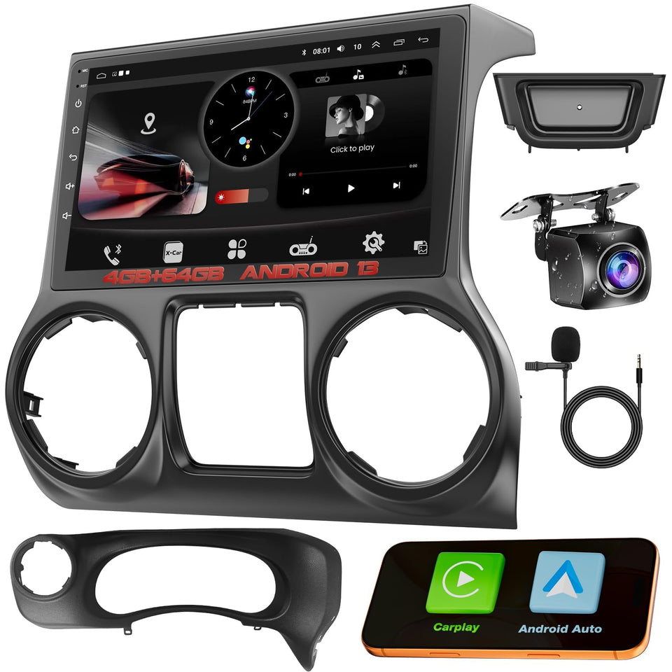 Inexaccessories upgraded Android 13 car radio with 10.2-inch display for Jeep Wrangler enhances visibility