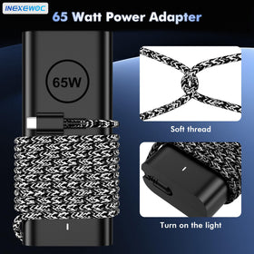 INEXEWOC 65W USB-C charger braided cable, durable and long-lasting.