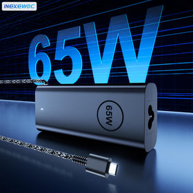 INEXEWOC 65W USB-C charger travel-compact, fits in a bag or briefcase.