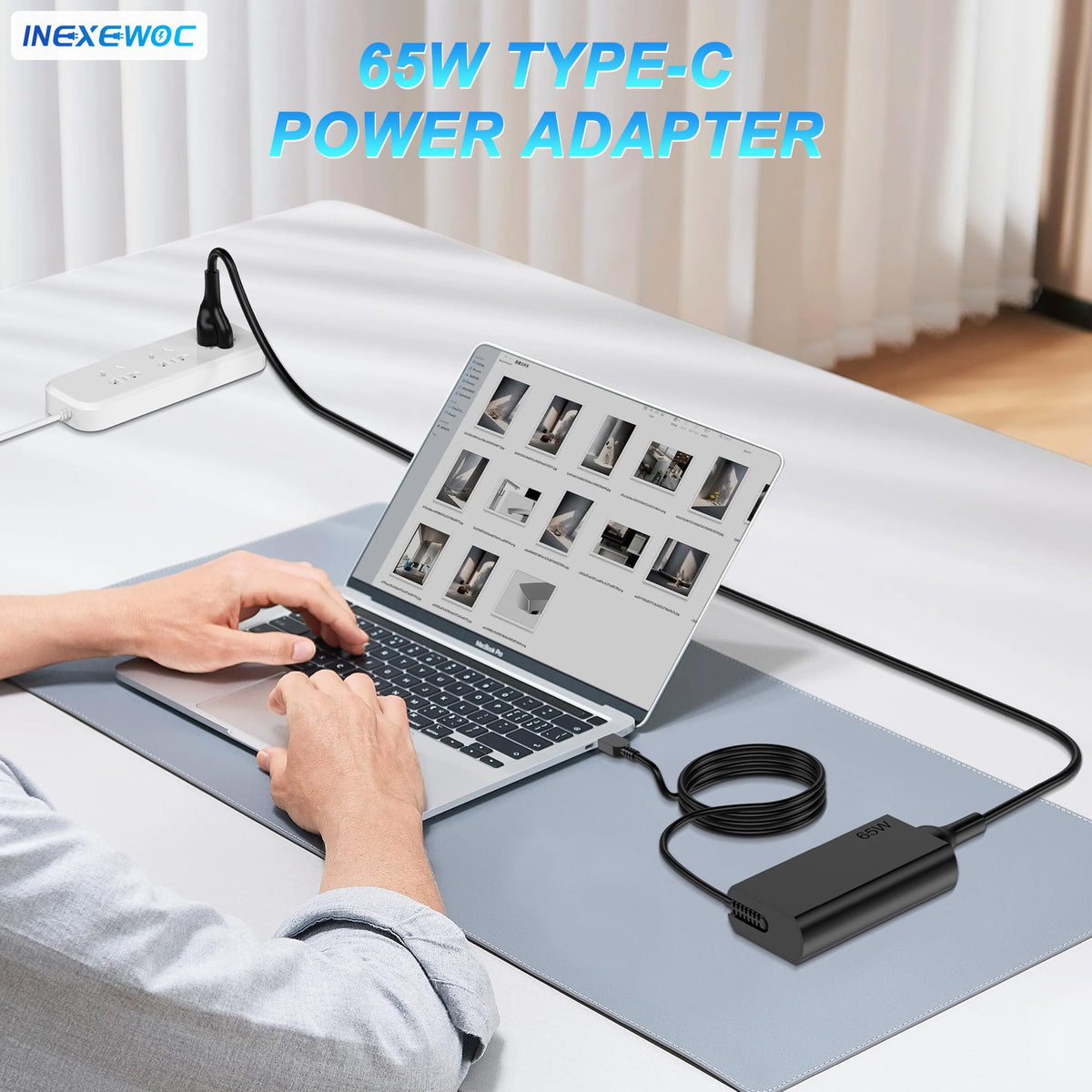 INEXEWOC charger on office desk supporting all-day productivity