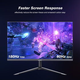 INFIEVO 27-inch gaming monitor side tilt demonstrates ergonomic adjustability for comfort.