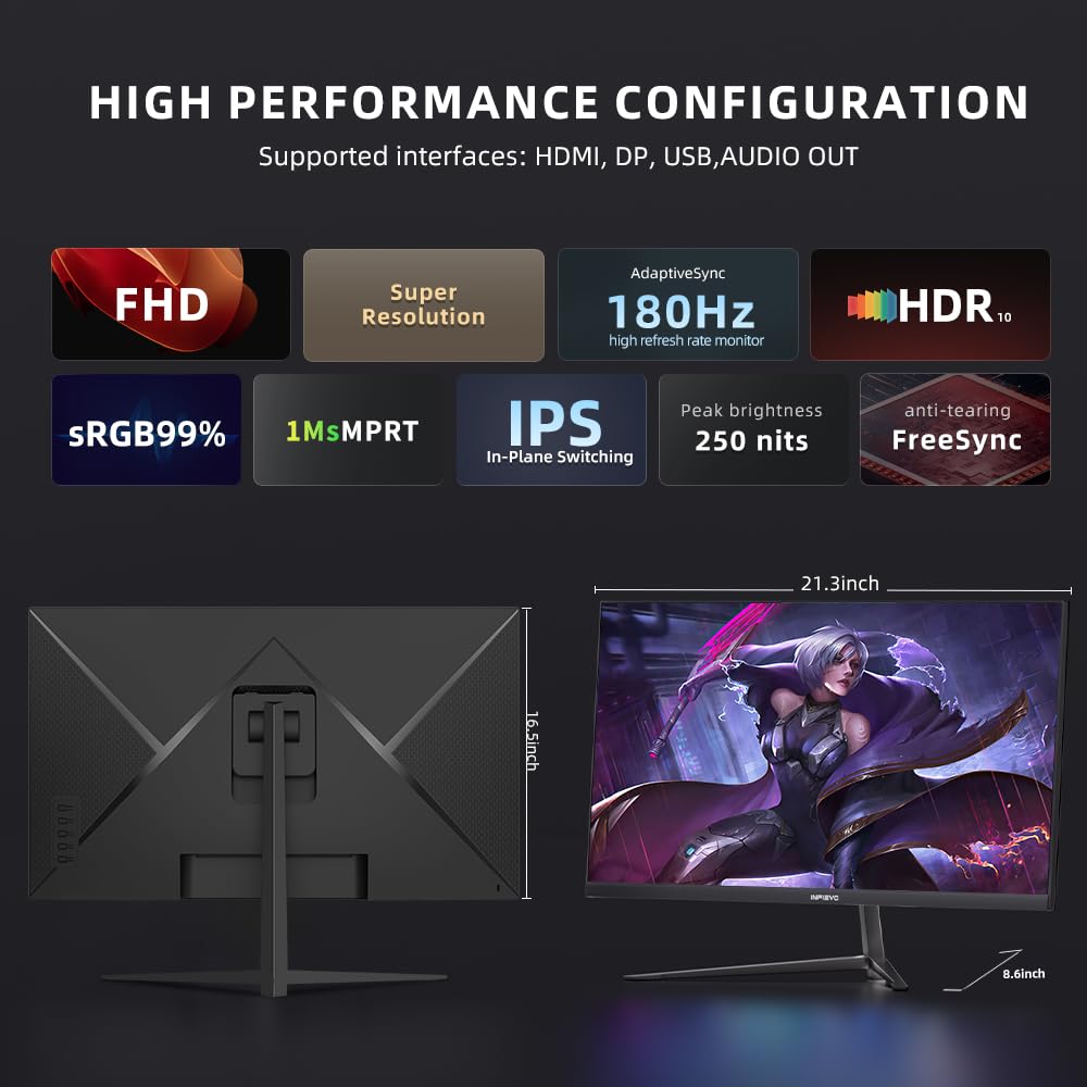 INFIEVO monitor tilts from -5 to 15 degrees for ergonomic comfort.
