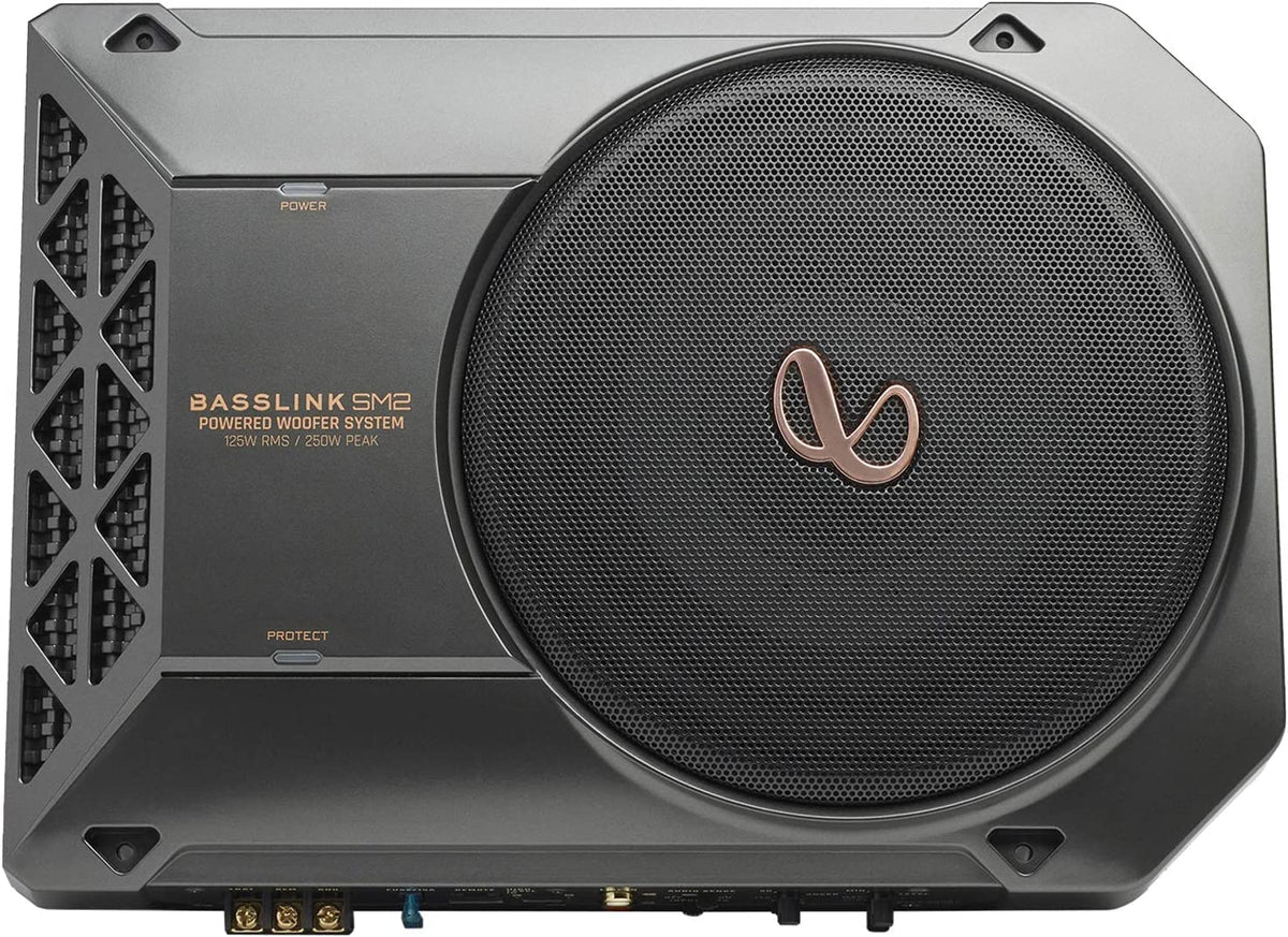Infinity BassLink SM2 custom enclosure optimizes space and minimizes distortion.