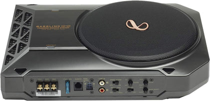 Infinity BassLink SM2 underseat woofer installed for discreet, rich bass in cars.