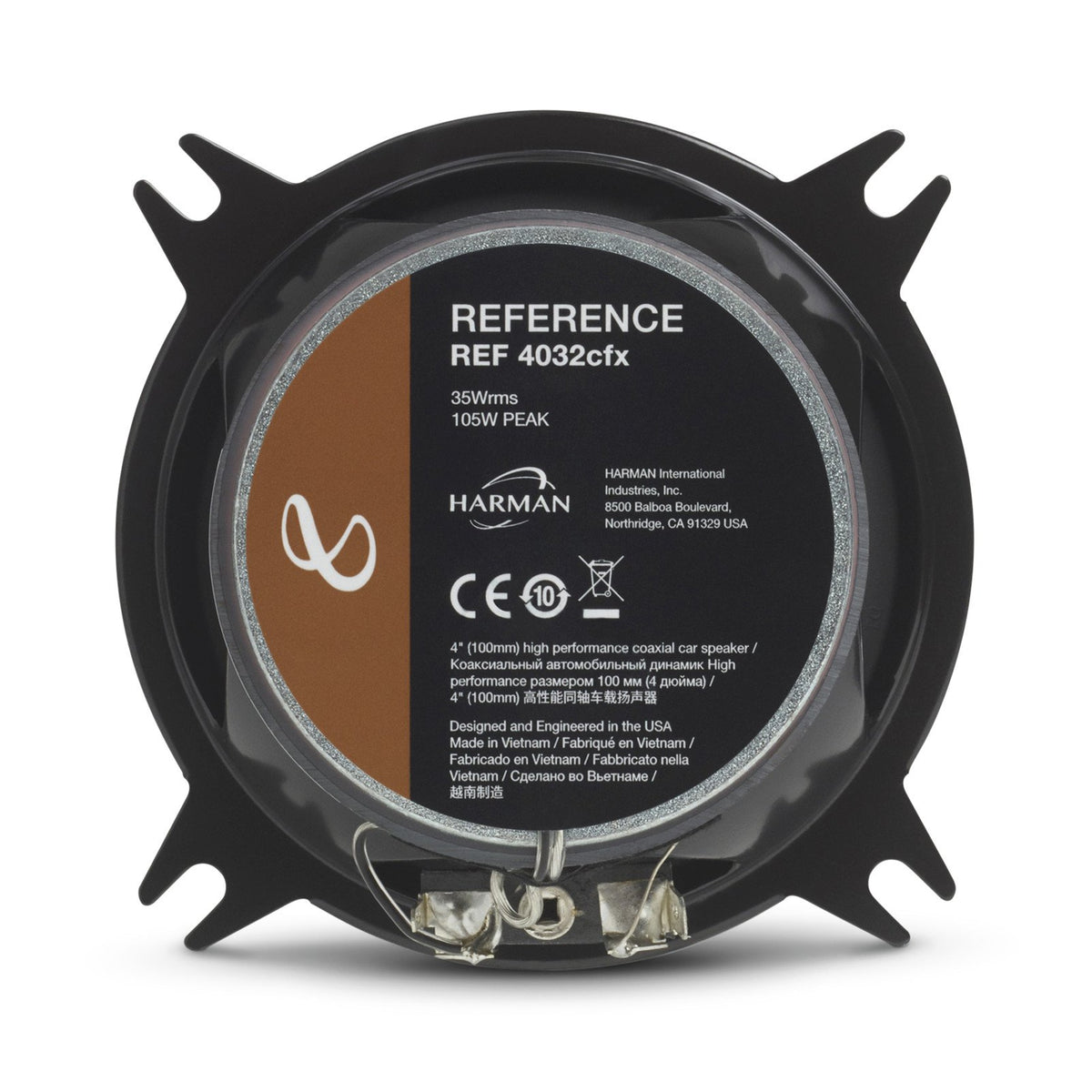 Infinity REF-4032CFX oversized Plus One woofer boosts bass and midrange.