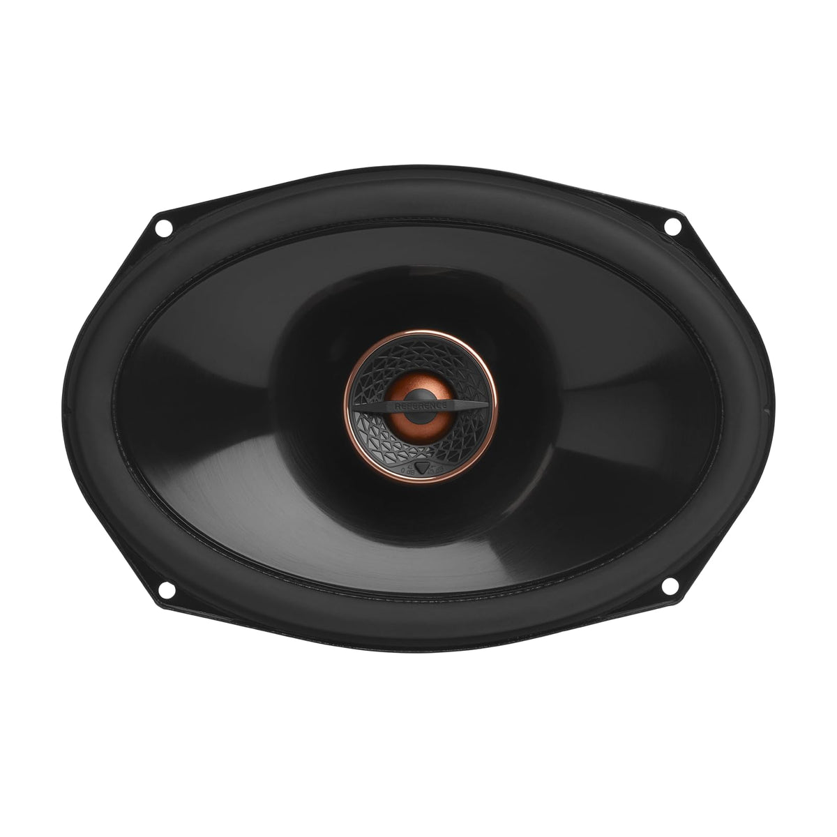 Infinity REF697F cone assembly emphasizing Plus One design for higher sensitivity and deeper bass