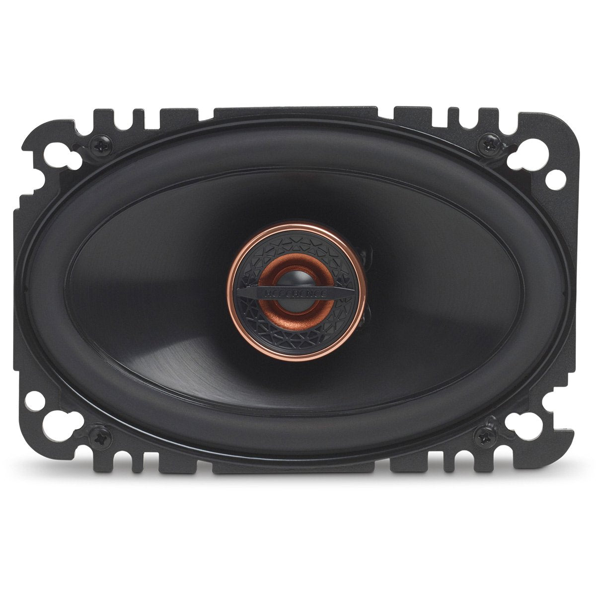 Infinity Reference 6432CFX 4x6 coaxial dash mount image highlights easy installation.