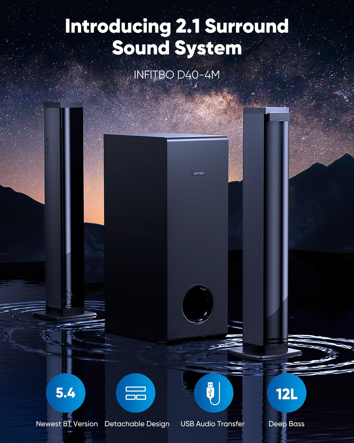 INFITBO subwoofer with 12L cavity delivering deep bass sensation