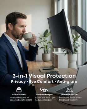 InfoWall anti-glare blue-light coating reduces reflections for comfortable viewing.