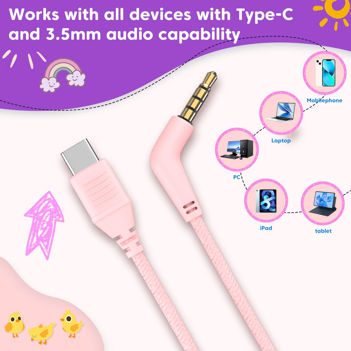 INFURTURE Kids Headphones folded for compact backpack storage