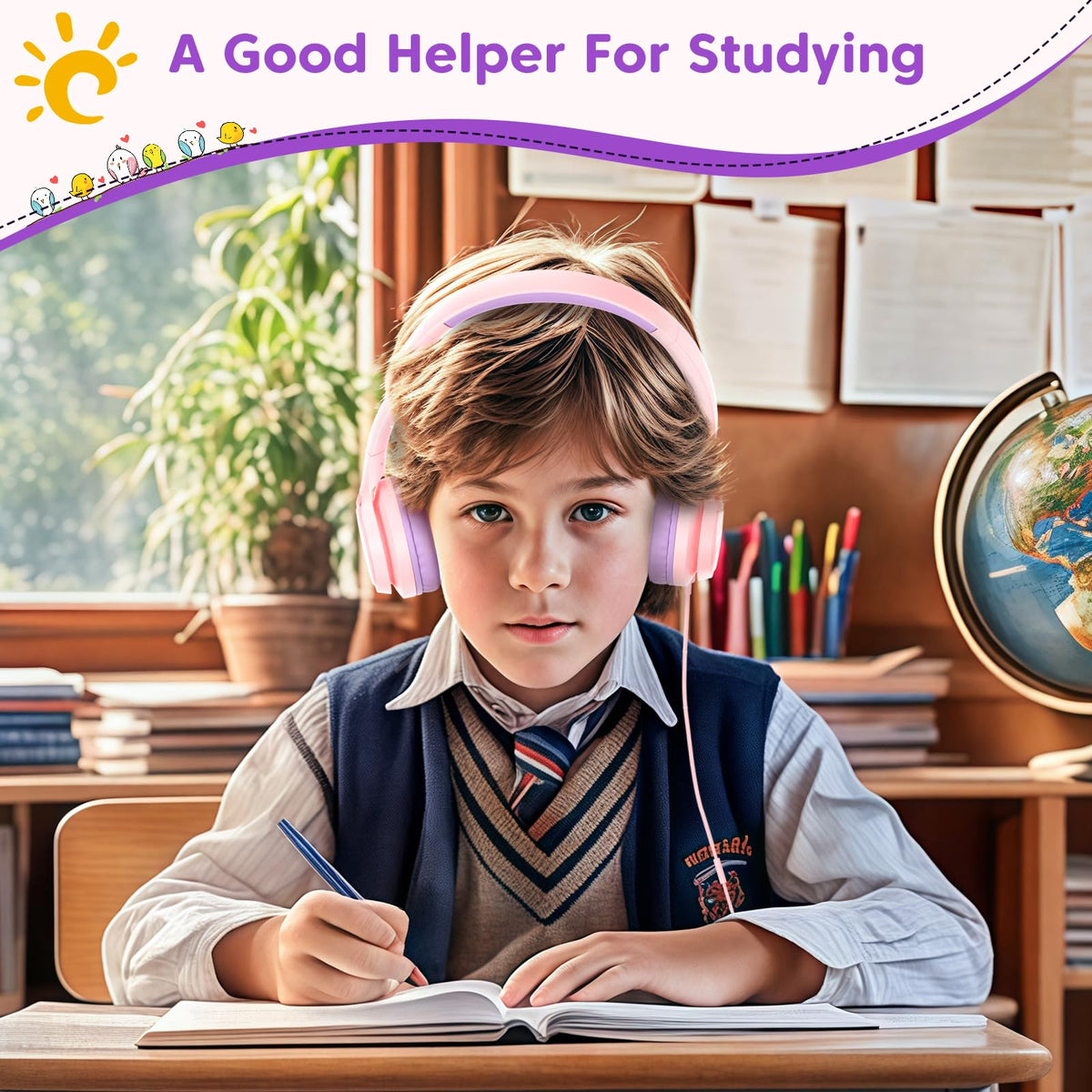 INFURTURE Kids Headphones lightweight design for long school days