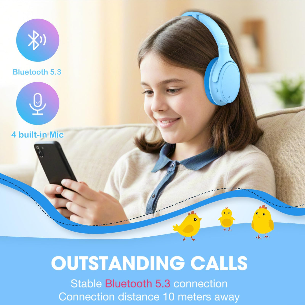 INFURTURE Bluetooth 5.3 delivers stable wireless connection for kids.