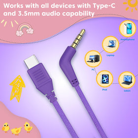 Infurture foldable headphones close-up highlights portable design for backpacks.
