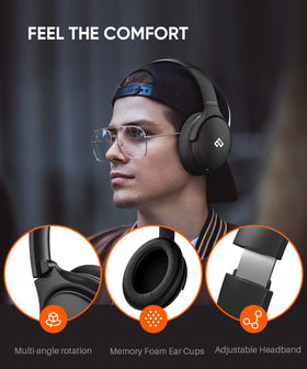 INFURTURE headphones on airplane tray table demonstrating travel noise reduction
