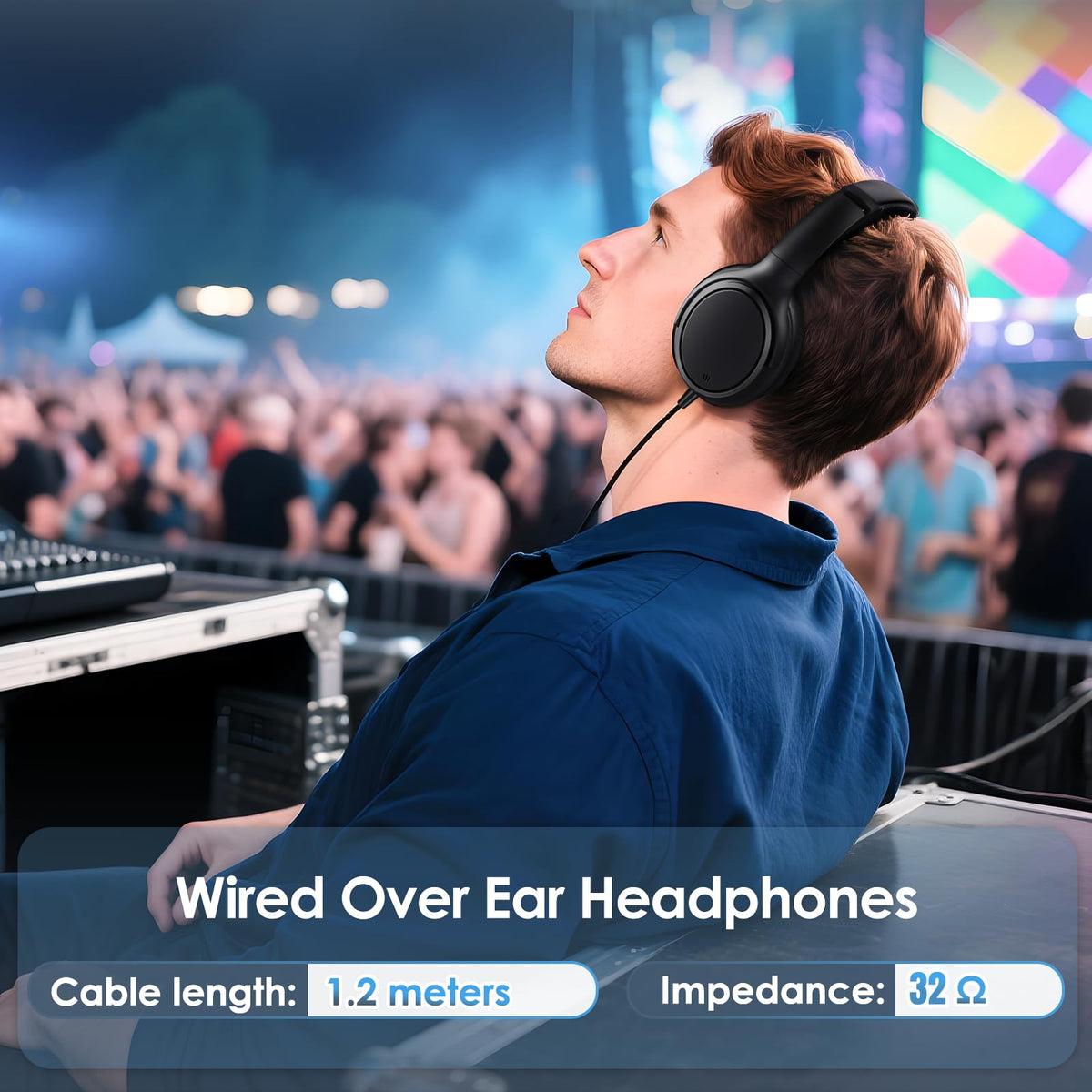 INFURTURE control buttons and label close-up displaying easy volume and call handling
