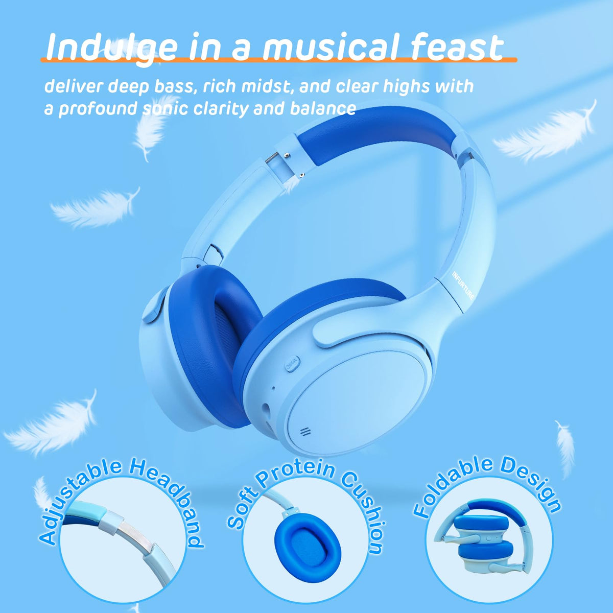 INFURTURE Memory foam ear cups provide plush comfort during use.