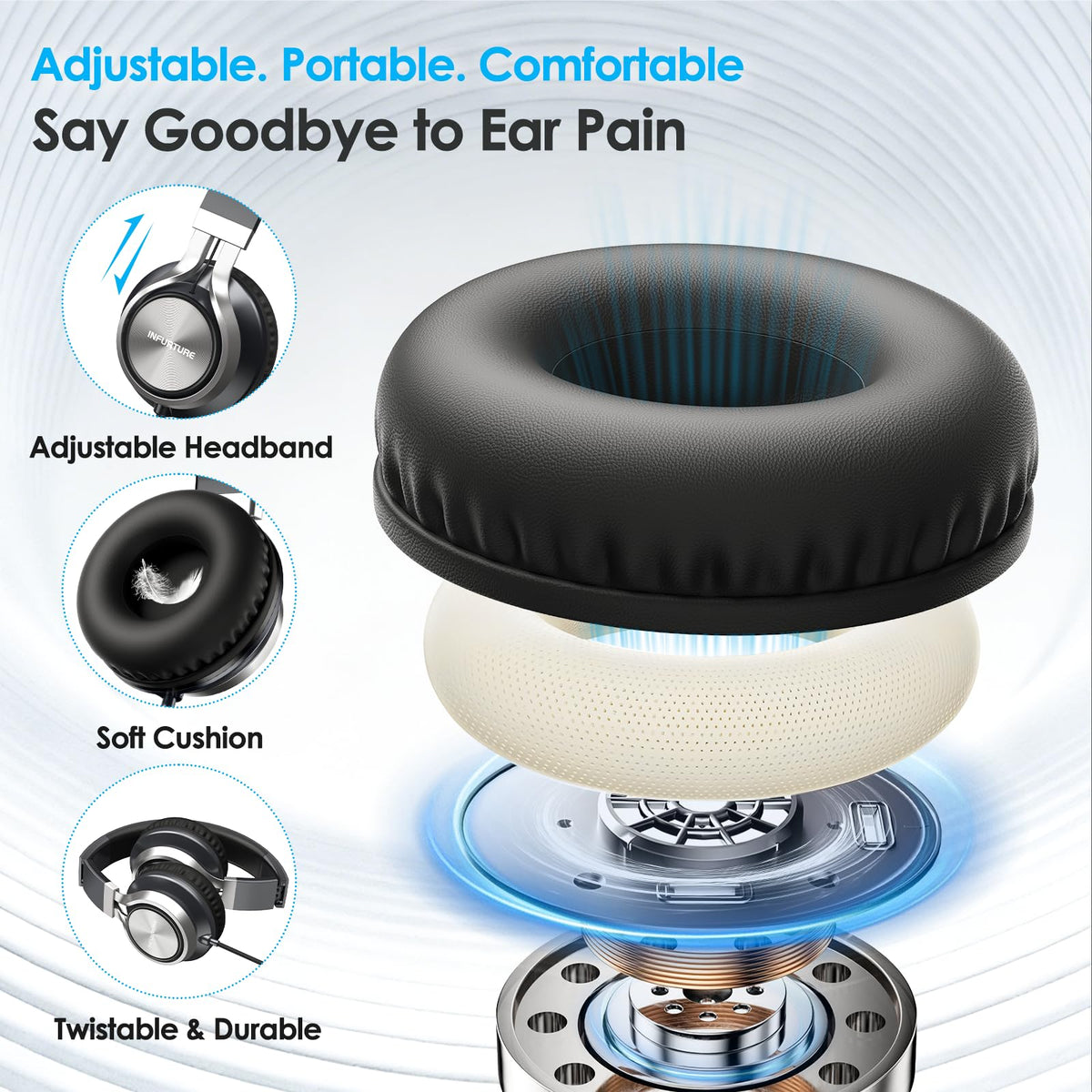 INFURTURE USB-C headphones with mic in car emphasizing hands-free calls