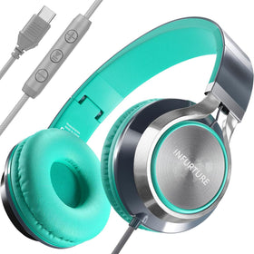 Infurture USB-C headphones microphone close-up for clear calls