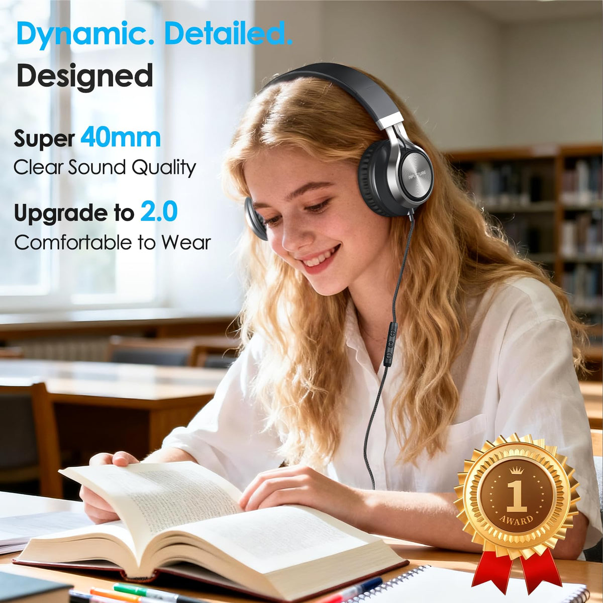 INFURTURE USB-C headphones with noise isolation for busy commute