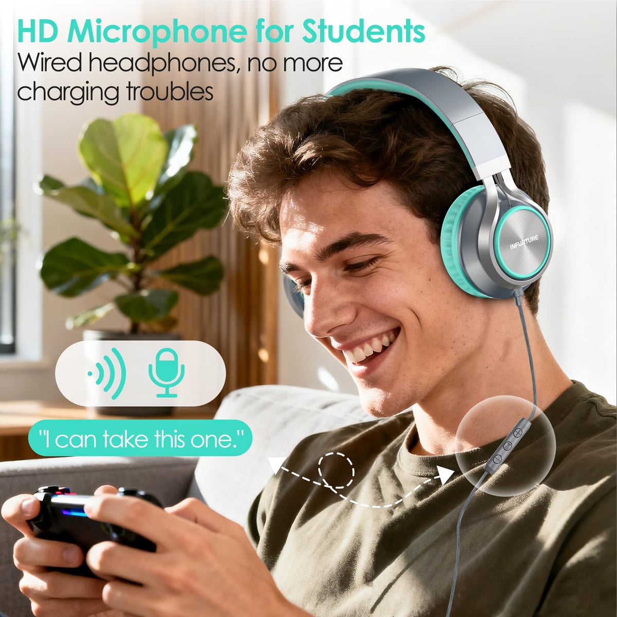 Infurture USB-C headphones noise isolation reduces surrounding distractions
