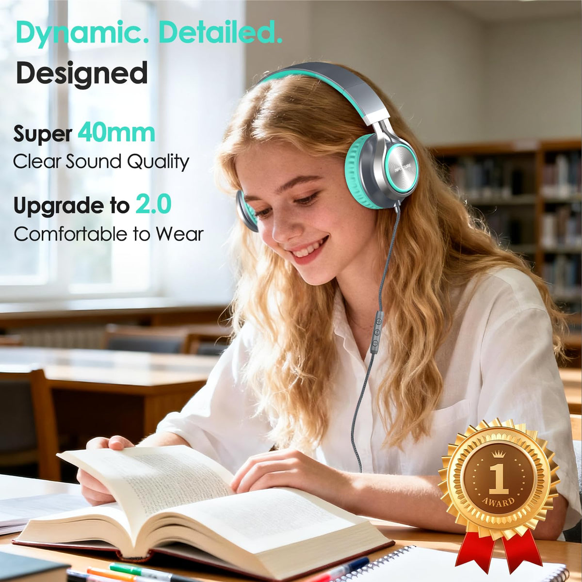 Infurture USB-C headphones over-ear cushions for long-lasting comfort