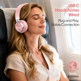INFURTURE USB-C headphones pink flat cable reduces daily clutter and tangles.