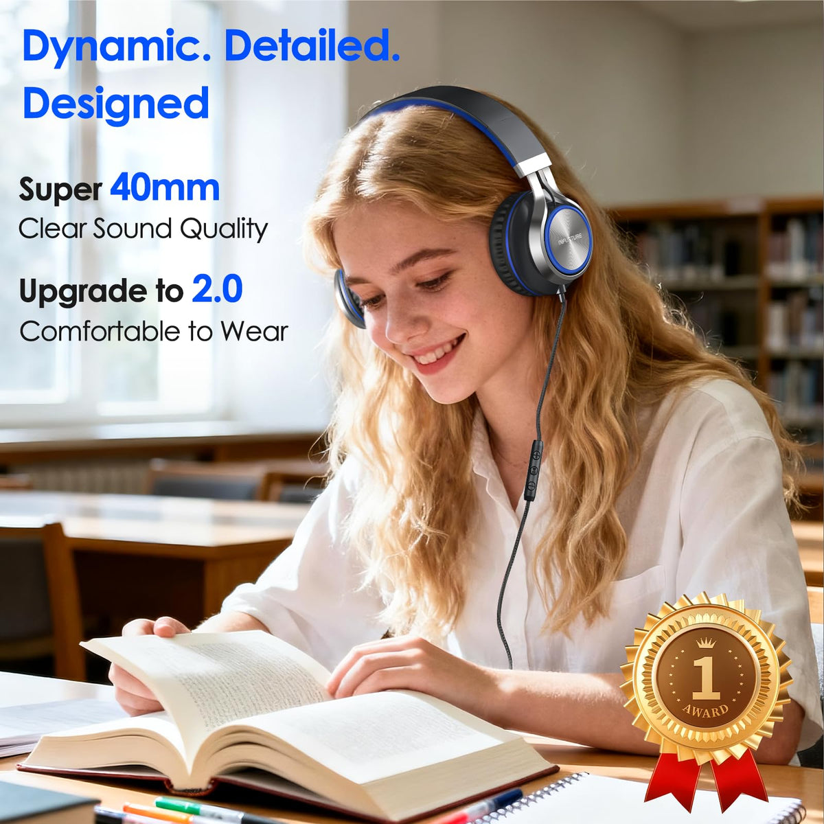 INFURTURE USB-C headphones in foldable design for compact travel