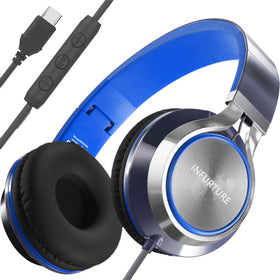 INFURTURE USB-C headphones with inline mic and volume control for clear calls