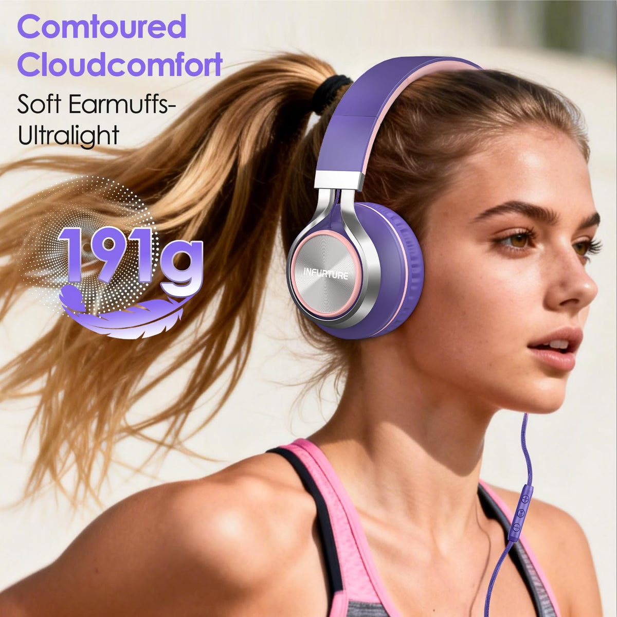 INFURTURE USB-C headphones connect via USB-C for plug and play across devices