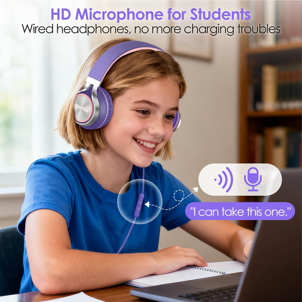 INFURTURE USB-C headphones foldable design fits compact travel bags