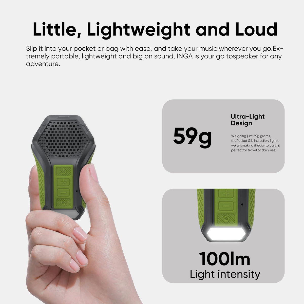 INGA warning lamp lit on speaker improving visibility during night use