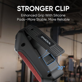 INGA attached to bike strap demonstrating secure fit