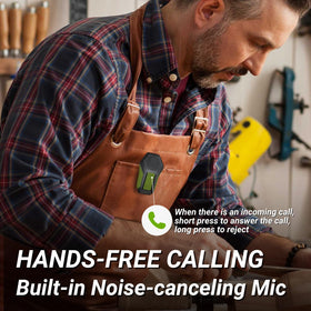 INGA next to earbuds showing compact size and travel-friendly portability