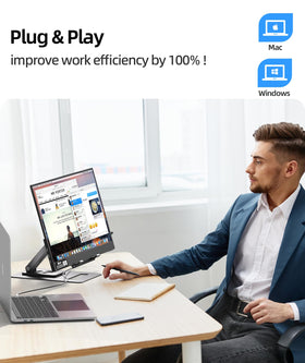 Ingnok connected by USB-C to laptop for single-cable video and power