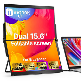 Ingnok dual-monitor desk-setup demonstrates expanded workspace for multitasking.
