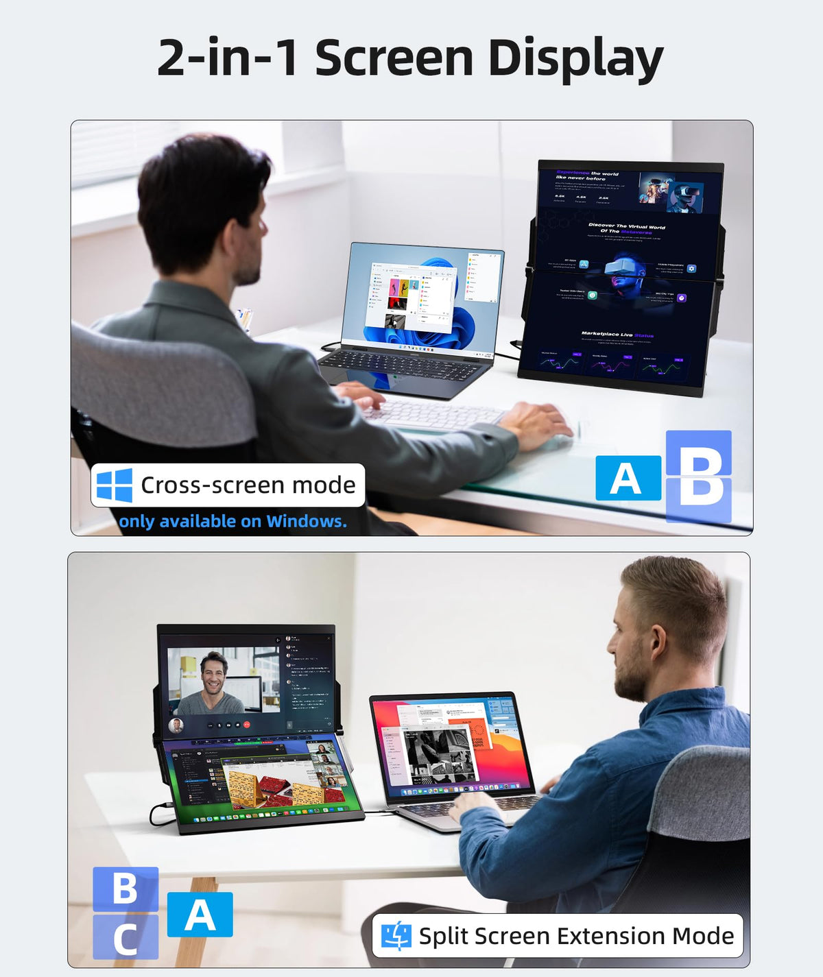Ingnok dual-monitor ergonomic-design suggests comfortable viewing angles at long work sessions.