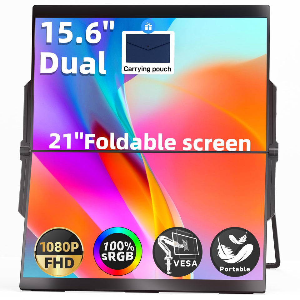 Ingnok dual portable monitor folded closed for travel.