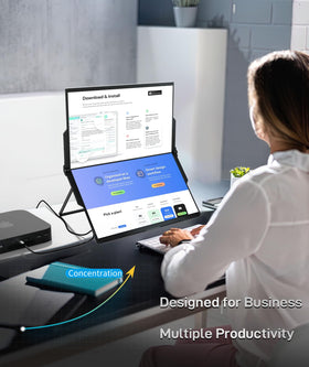 Ingnok dual portable monitor portrait and landscape auto-rotation.