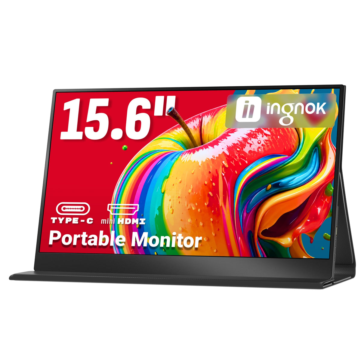 Ingnok portable monitor 15-6 inch FHD, vibrant visuals for work and media.