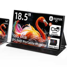 Ingnok portable monitor 18.5-inch front view with vivid 1080p output for on-the-go productivity.