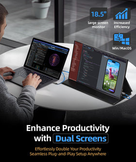 Ingnok monitor with dual USB-C and mini HDMI ensures wide compatibility.